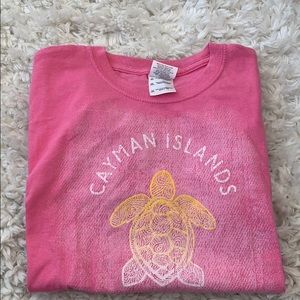 Gildan Cayman Islands Girls Pink Turtle Short Sleeve Size Medium